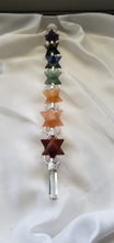 Load image into Gallery viewer, 7 CHAKRA SPINNING MERKABA HEALING CHRYSTAL WAND.