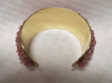 Load image into Gallery viewer, ROSE QUARTZ CHIP CUFF BRACELET - ANTIQUE BRONZE METAL .