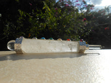 Load image into Gallery viewer, 7 CHAKRA FACETED CRYSTAL QUARTZ HEALING AURA WAND WITH CRYSTAL BALL & POINT.