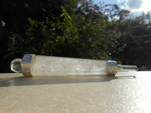Load image into Gallery viewer, 7 CHAKRA FACETED CRYSTAL QUARTZ HEALING AURA WAND WITH CRYSTAL BALL & POINT.