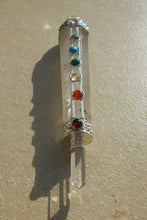 Load image into Gallery viewer, 7 CHAKRA FACETED CRYSTAL QUARTZ HEALING AURA WAND WITH CRYSTAL BALL &amp; POINT.
